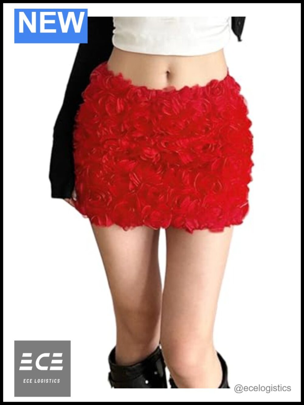 3D Flower Mini Skirt Women Bodycon Elastic High Waist Floral Pencil